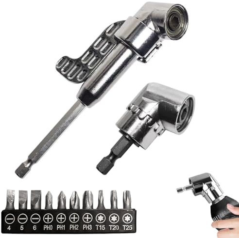 105° Winkelschrauber Vorsatz Adapter Set, mit Multifunktions-Biegeschraubendreher-Bit, 1/4-Zoll Sechskantschaft Winkelgetriebe, Eckwerkzeug Schraubnabe (A)