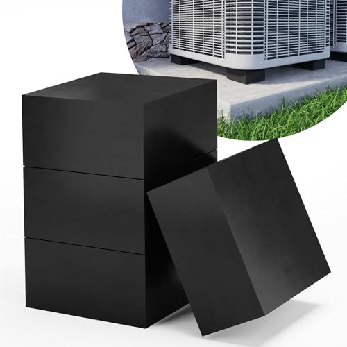 GCGOODS Rubber Anti-Vibration Pads, 4 x 4 x 2 Vibration Isolation Mats, 4 PCS Square Non-Slip Rubber Blocks for Central Air Conditioner Outdoor Unit, HVAC, AC Unit, Air Compressor, Black