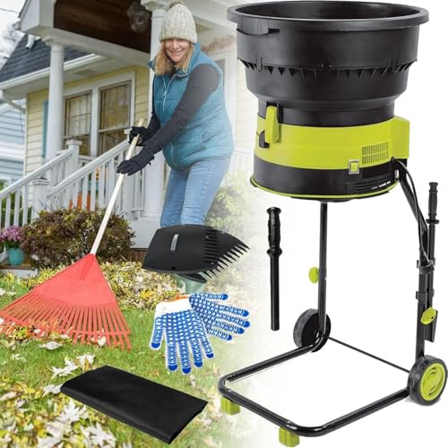 2500W Bladeless Electric Leaf Mulcher Shredder Garden Corded Electric Chipper 8,000 RPM Mulches Up to 208 liters of Leaves Per Minute for Leaves,Grass & Yard Clippings,Powercord×30m