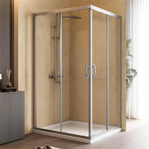 Exagonshop Box doccia 100x120 Genio due ante scorrevoli vetro 6 mm trasparente H 195 cromo