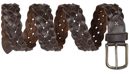 Winston Hide Braided Leather Belts For Men, Adjustable No-hole Design Woven Mens Belt, Handmade Genuine Cowhide, Stylish Casual & Dress Belts For Everyday Wear (Brown, Medium 32-35)