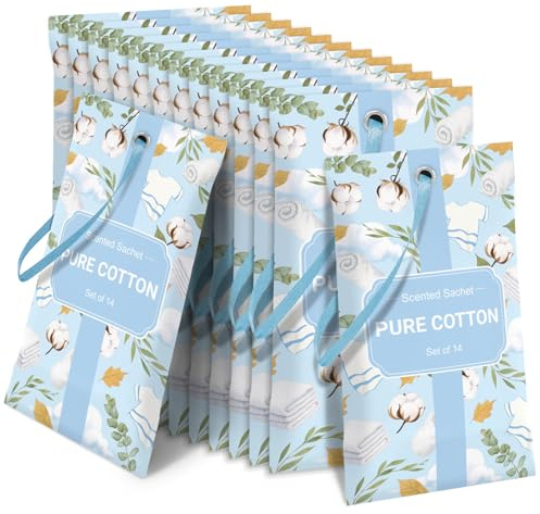 STRN Scented Sachets for Drawer and Closet, Pure Cotton Scented Long-Lasting Sachets, 14 Packs for Home Fragrance, Small Space Air Freshener for Wardrobes