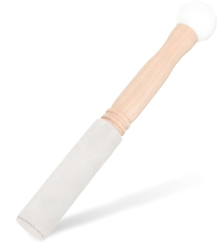 MAGICLULU Mazo para Cuenco Sonoro de Madera Banda de Piel de Cordero y Goma, Accesorio Compacto y Portátil para Cuencos, Adecuado para Meditación y Yoga