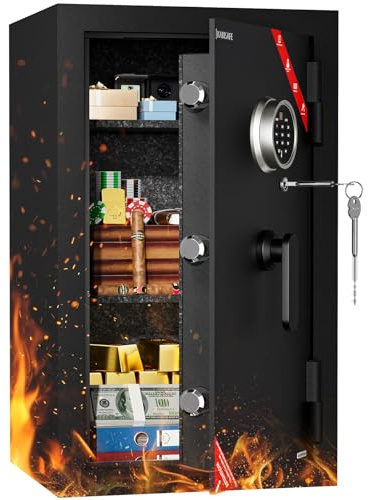 KABISAFE Fireproof Safe 111.7L, Large Biometric Fingerprint Safes for Home | Digital Safe Heavy-Duty Anti-Theft Design with Keys, Code, Adjustable Track Shelves, Security for Home & Office, for cash