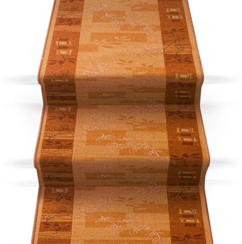 Passatoia/tappeto per scale di grande stile, per scalinata, dotata di sigillo di qualità GUT, prodotto di qualità tedesca, Poliammide, terra, 67 x 350 cm (B x L)