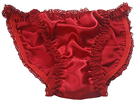 LSHARON Women's Sexy 100% Mulberry Silk Lingerie Underwear Lace Thong Briefs Panties (L(Tag 2XL), Red)