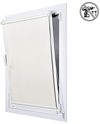 Estores enrollables sin taladrar para Ventanas. Fácil instalación sin Herramientas. Gran Variedad de Modelos, Medidas y Colores Disponibles. STORESDECO Estor Opaco Color Crudo 45x180 cm