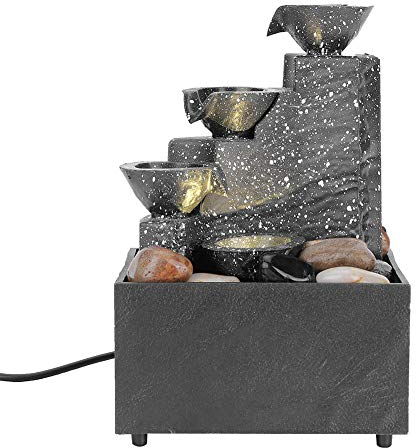wosume Fuente de Agua de Escritorio, Fuentes de Interior y Exterior, Cascada, humidificador, Fuente de Agua USB, Manualidades para decoración de Mesa de Oficina en casa
