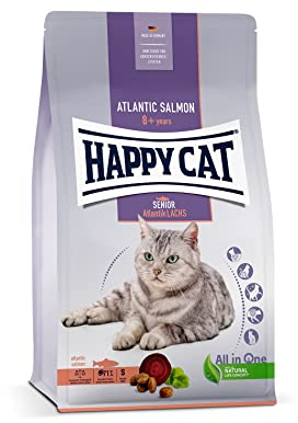 Happy Cat 70612 - Senior Atlantik Lachs - Katzen-Trockenfutter für Katzensenioren ab dem 8. Lebensjahr - 4 kg Inhalt