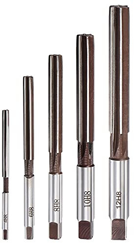 sourcing map Hand Reamers Set 4mm 6mm 8mm 10mm 12mm H8 Accuracy Alloy Tool Steel 6 Flutes Straight Shank Milling Cutter Tool 5pcs