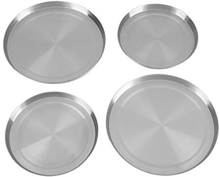 Placas de Cocción, Redondas, Tapa de Cocción de Acero Inoxidable, Tapa de Cocción Plateada, Placas de Cocción de Cocina, Tapa de Cocción para Protección, Juego de 4, Diámetro 17 Cm/21 Cm