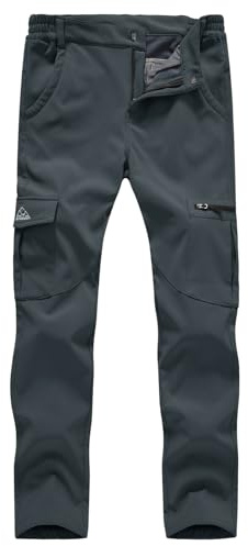 donhobo Womens Waterproof Windproof Fleece Lined Trousers Outdoor Walking Hiking Climbing Pants with Multi-pocket Dark Grey S