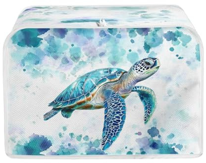 ZFRXIGN Hippie Sea Turtle Toaster Covers 4 Slice Toaster Dust Bag Kitchen Appliance Oven Dustproof Case Machine Washable Aqua Blue