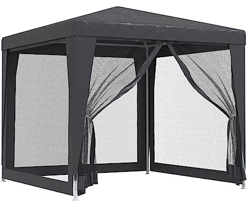 vidaXL Tente de Fête avec 4 Parois Latérales en Maille Belvédère Chapiteau Pavillon Tonnelle Tente de Réception Jardin Terrasse Anthracite 2.5x2.5 m