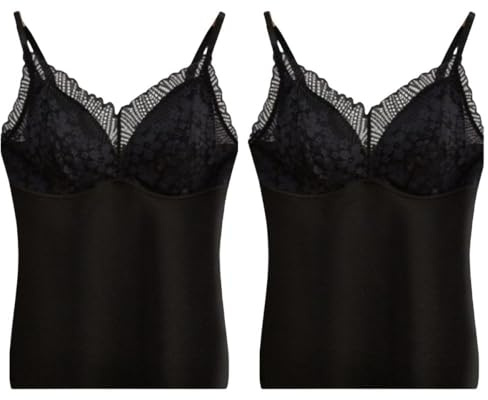 2 Pcs Hiver Dames Micropolaire Chaud Gilet Hauts avec Soutien-Gorge Intégré, Débardeurs Thermiques pour Femmes sous-Vêtements en Dentelle, Camisole Gilet sans Manches Maillot De Corps Cami Top,2