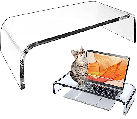 Jomewory Monitorständer für Schreibtisch, Transparenter Acryl Monitorständer mit Stabiler Plattform, Laptop und Bildschirmständer für Desktop, Organizer zur Aufbewahrung von PC, Bildschirm, Laptop
