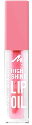 Manhattan High Shine Lip Oil 001 Pink Flush, intensive Lippenpflege mit Vitamin E und Kokosöl für ein natürlich glänzendes Finish, vegan