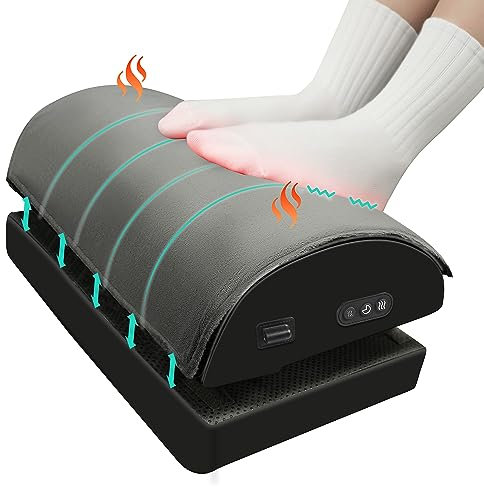 Snailax Foot Rest Under Desk with Adjustable Heights, Office Heated Foot Rest with Double Layer, Ergonomic Foot Stool with Vibration Massage, Gaming Accessories for Desk for Lumbar Back Knee Pain