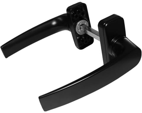 Sivenci - Juego de Manillas de Aluminio Para Puertas | Manilla de Roseta | Escudo rectangular | Cuadradillo de 8 mm | Manivela Reversible | Lacado Negro