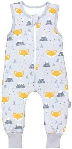 TupTam Saco de Dormir Bebé con Piernas – Saco de Dormir Niños 2.5 TOG para Todo el Año, Algodón OEKO-TEX, Zorro amarillo en invierno, 80-86