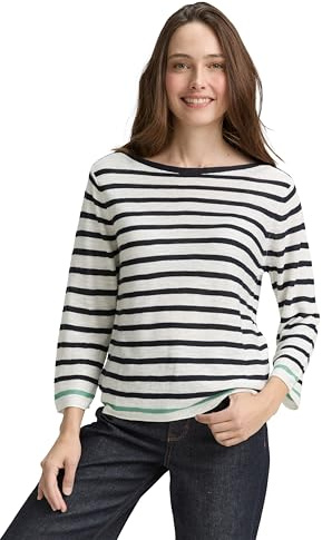 TOM TAILOR Women's 1046539 Jumper, 37829 - Offwhite Green Navy Stripe, XL