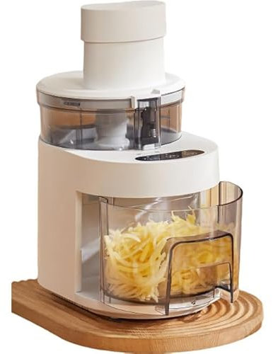 OFNHJK Râpe à Fromage électrique 4 en 1, trancheuse électrique 300 W, broyeur de Fromage Automatique, Machine à Salade électrique avec 5 Formes différentes de Lames pour Fruits, légumes, fromages
