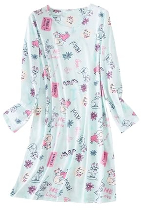 Camicia da Notte Donna Camicie da Notte da a Maniche Lunghe Camicie da Notte Simpatico Abito da Notte Casual Camicie da Notte Stampate Abito Maglietta Camicia da Notte Donna Invernale (Purple, L)