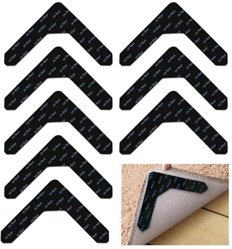 WOLMIK Rug Grippers - 8 PCS Anti Curl Corner Grippers for Laminate, Wooden, Tiled Floors, Carpet Rug Corner Tape Grippers with Strong Grip Technology, Stops Rug from Curling and Slipping