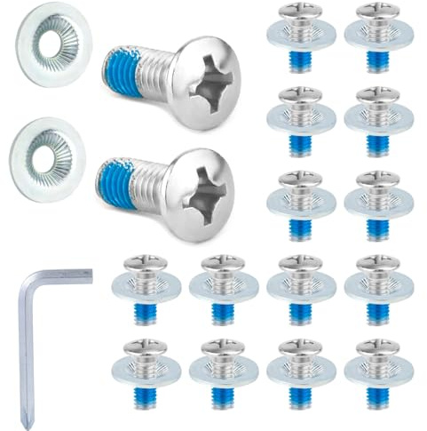 32pcs Snowboard Binding Screw Set, Including Stainless Steel Ski Mounting Screws & Anti-Slip Washers with Screwdriver for Snowboard Binding Accessories