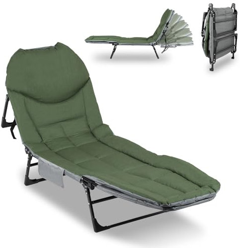 Eikuavons Karpfenliege Angelliege Campingliege Feldbett Klappbar mit Aufbewahrungstasche Fischerliege bis 150kg Karpfenliegen für Outdoor, Camping, Angeln und Gärten Grün
