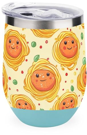 Italian Food Meatball Spaghetti Funny Wine Tumbler 12 Oz Stainless Steel Insulated Mug Double Wall Water Cup with Lid
