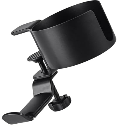 KIMISS Porte-Casque Universel avec Support de Rangement pour Tasses sous Le Bureau — Porte-gobelet de Bureau 2 en 1 à Clipser avec Support pour Casque (Black)