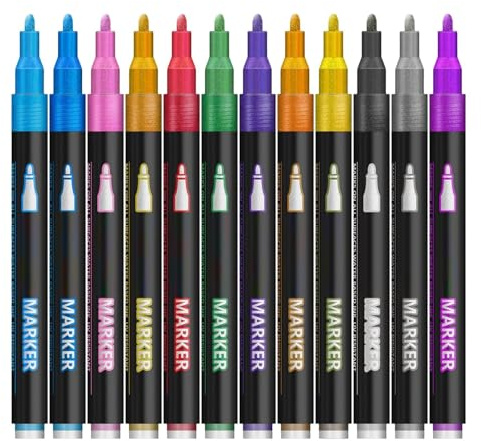 Outline Marker- 13.7Cm Double Tip | Double Line Markers With Waterproof Ink, Bright Colors, Smooth Application Painting Pens For DIY Crafts, Journaling, Greeting Cards, Posters, Children's Painting,