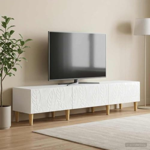 Boltkex TV-skåp, högglans vitt, av trämaterial, 147 x 34,5 x 30 cm med 3 lådor, TV-skåp, lågbord, mediamöbler, hifirack för vardagsrum, hemmabio, ordning och förvaring