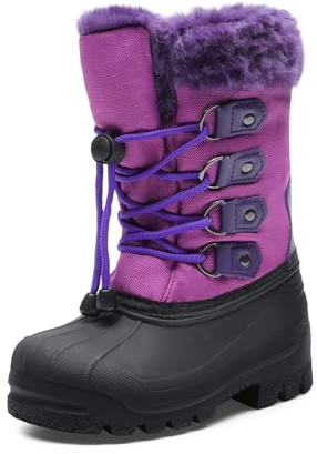 DREAM PAIRS Boys & Girls Waterproof Winter Snow Boots for Little Kid/Big Kid,Size 12 Little Kid,Purple,MAPLE