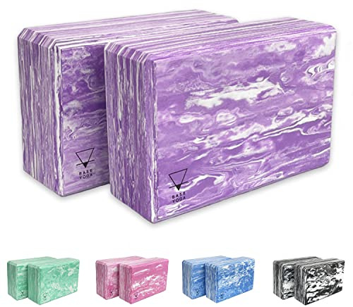 BASE YOGA - Blocchi yoga, set da 1/2 pezzi, mattoncino yoga in schiuma EVA leggera (Viola x 2)