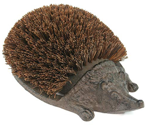 Black Ginger Cast Iron heavy duty boot brush & boot & mud scraper in a hedgehog design | Wellies, trainers, shoes and boots | Measures 30 x 19 x 11 cm