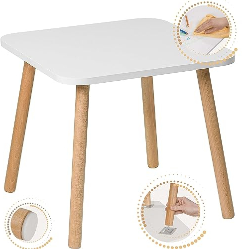 PlayPals Furniture Kindertisch aus Holz - Naturmöbel für Kinder, 50 x 50 x 47 cm, Kindertisch ab 2,3,4,5,6,7 Jahren, Kinderzimmermöbel