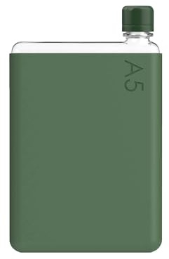 memobottle A5 (Moss Green) Bundle - 25oz (750ml) - Bottle, silicone sleeve & lid |Slim Water Bottle for Bags, Beside Books & Laptops | BPA Free Tritan | Modern & Minimalist