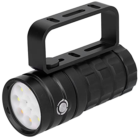 Natudeco Tauchlampe, 10000 lm, Tauchtaschenlampe, 8 Beleuchtungsmodi, Unterwasser-Handtaschenlampe, LED-Tauchlampe für Tauchen, Angeln, Camping (Schwarz)
