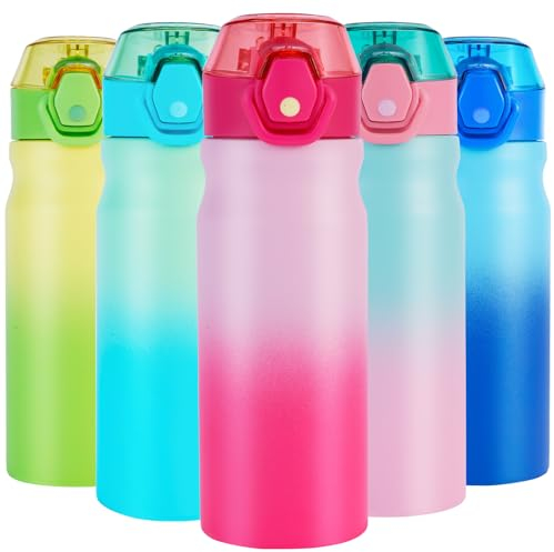 SUPPRUI Insulated Stainless Steel Water Bottle with Straw, Double Walled Flask Leakproof Keeps Drinks Hot or Cold (Pink, 550ml)