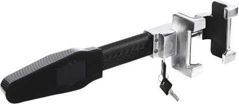 Fyssnn Car Steering Wheel Lock with Alarm, Black, Key Lock, Steering Wheel Lock, 2 Keys, Suitable for Cars Vans Trucks Suvs etc