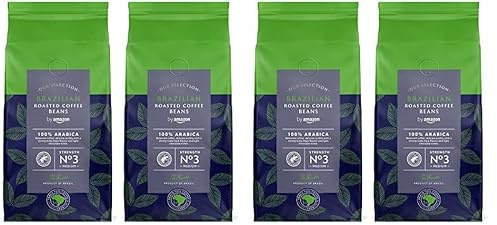 by Amazon Select Café en grains du Brésil, Torréfaction Moyenne, 1 kg (2 lot de 1000g) - Certifié Rainforest Alliance