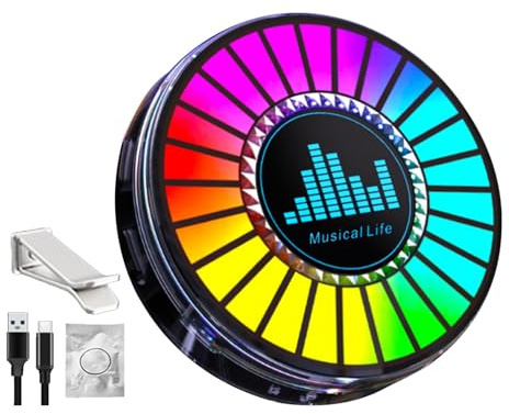 Ghjkldha Lumière rythmique dynamique à son rond, lumières d'intérieur de voiture avec tablettes parfumées | Lumières LED activées par le son pour voiture, jeux, fête