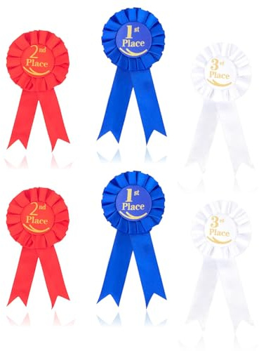 6 unidades de rosetón de precio, juego de rosetas de 1, 2, 3 plazas, rosetas para ganadores, rosetas para medallas, rosetas, bandas de rosetas, lazos de torneo, juego de medallas