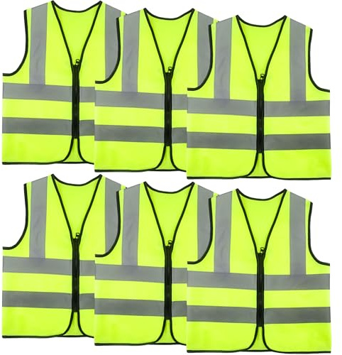 6 Pack Kids Hi Vis Vests Child Hi Vis Reflective Vest Bulk Children High Visibility Safety Vest with Reflective Strips for Girls Boys Outdoor Traffic Activities (XL, 13-15 years(140-160 cm))