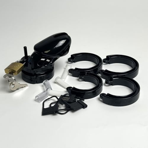 Chastity Penis Cage for Men, Breathable Chastity Device Made of Plastic, Sexual Wellness Chastity cage with Different Sizes Cock Rings Sex Toys for Male (Short Black)
