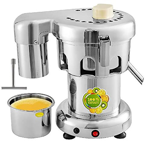 Extractor de jugo comercial, máquina extractora centrífuga de jugo eléctrica de 370 W, extractor de jugo centrífugo de acero inoxidable, exprimidor multifuncional de 80-100 KG/H para frutas y verdur