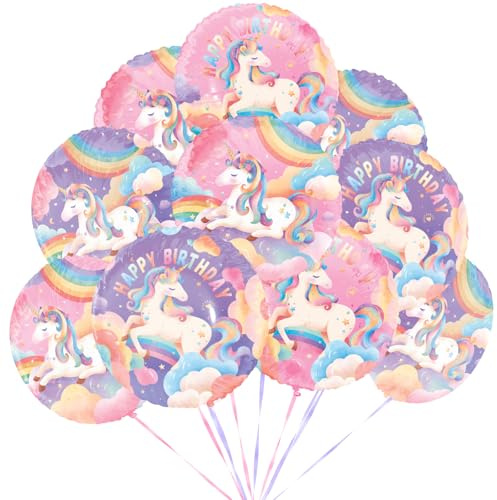 12Pcs18in Unicorn Round Balloons for Unicorn Birthday Decorations