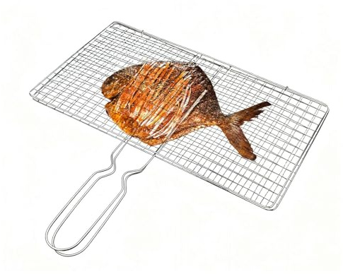 Grillkorg - vikbar och bärbar grillkorg i rostfritt stål | fiskgrillkorgar för matlagning kycklingbiffar, räkor, kött och grönsaker |